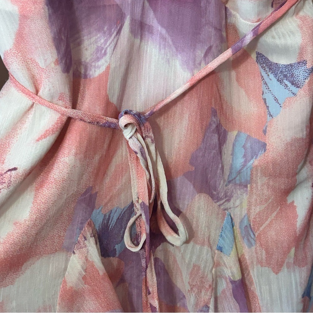 Vici Pink and Lavender Floral Wrap Mini Dress - Picture 6 of 7